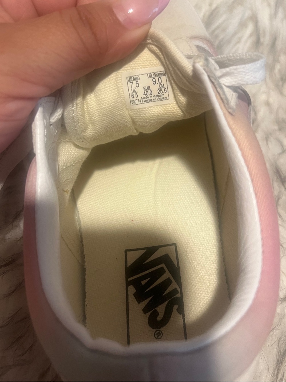 Vans Women’s Cream Sneakers with Pastel Rainbow Panels - Picture 7 of 8